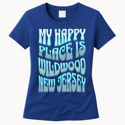 My Happy Place Is Wildwood New Jersey Ocean Beach Vacation Gift Womens T-Shirt