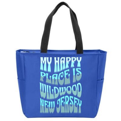 My Happy Place Is Wildwood New Jersey Ocean Beach Vacation Gift Zip Tote Bag