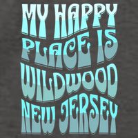 My Happy Place Is Wildwood New Jersey Ocean Beach Vacation Gift Vector Backpack