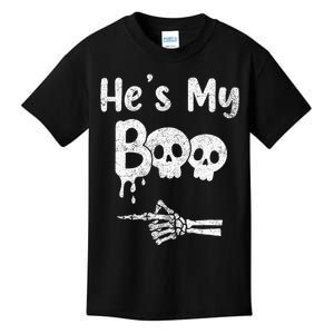 Matching Halloween Pajama Couples HeS My Boo Skull Face Kids T-Shirt