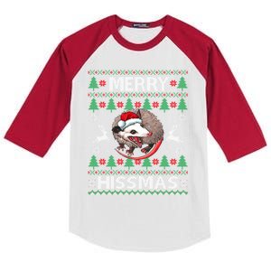 Merry Hissmas Possum Lovers Opossum Christmas Funny Xmas Gift Kids Colorblock Raglan Jersey