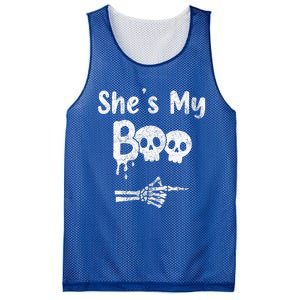 Matching Halloween Pajama Couples She’S My Boo Skull Face Mesh Reversible Basketball Jersey Tank