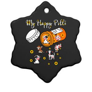 My Happy Pills Sunflower Cows Lover Ceramic Star Ornament