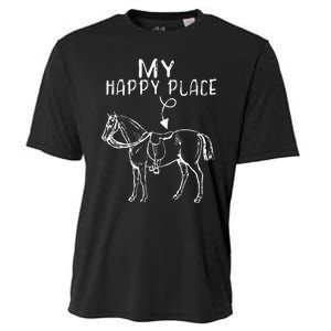 My Happy Place Horse Lover Horseback Riding Equestrian Cooling Performance Crew T-Shirt