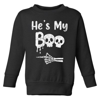 Matching Halloween Pajama Couples He's My Boo Skull Face Toddler Sweatshirt