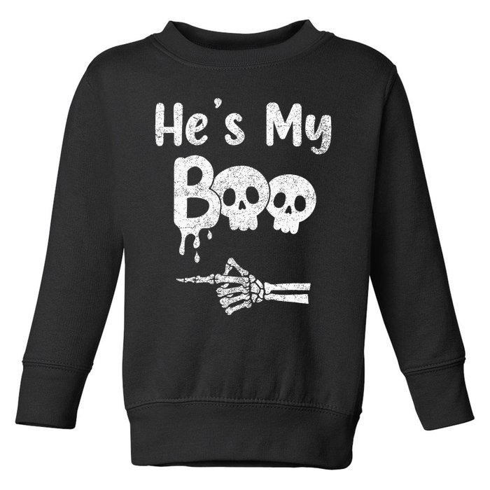 Matching Halloween Pajama Couples He's My Boo Skull Face Toddler Sweatshirt