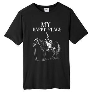 My Happy Place Horse Riding Horse Lover Tall Fusion ChromaSoft Performance T-Shirt