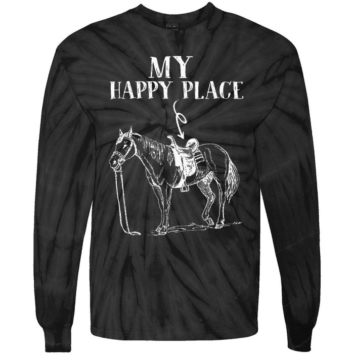 My Happy Place Horse Riding Horse Lover Tie-Dye Long Sleeve Shirt