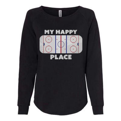 My Happy Place | Hockey, Figure & Speed Skating Rink Womens California Wash Sweatshirt