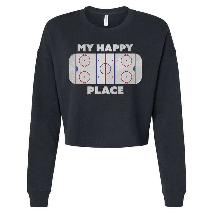 My Happy Place | Hockey, Figure & Speed Skating Rink Cropped Pullover Crew