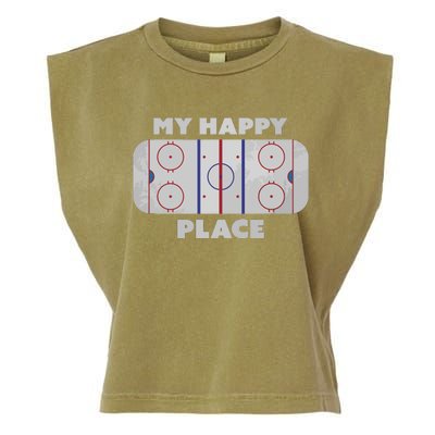 My Happy Place | Hockey, Figure & Speed Skating Rink Garment-Dyed Women's Muscle Tee