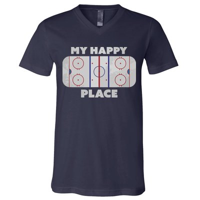 My Happy Place | Hockey, Figure & Speed Skating Rink V-Neck T-Shirt
