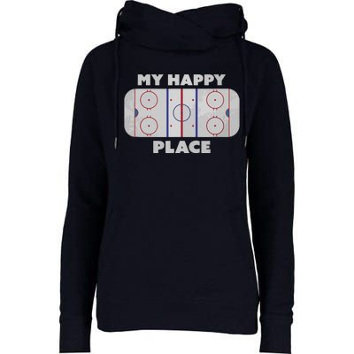 My Happy Place | Hockey, Figure & Speed Skating Rink Womens Funnel Neck Pullover Hood