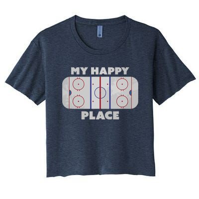 My Happy Place | Hockey, Figure & Speed Skating Rink Women's Crop Top Tee