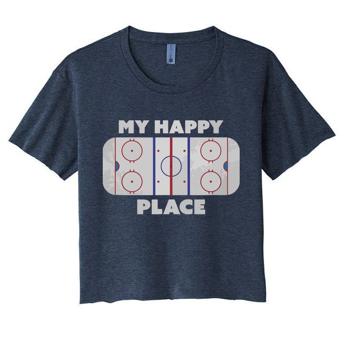 My Happy Place | Hockey, Figure & Speed Skating Rink Women's Crop Top Tee