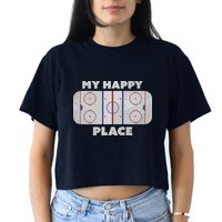 My Happy Place | Hockey, Figure & Speed Skating Rink Women's Crop Top Tee