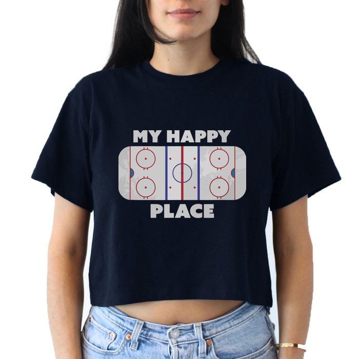 My Happy Place | Hockey, Figure & Speed Skating Rink Women's Crop Top Tee