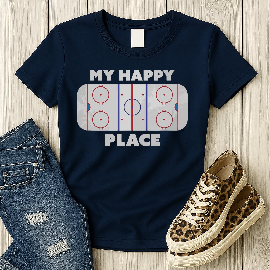 My Happy Place | Hockey, Figure & Speed Skating Rink Womens T-Shirt