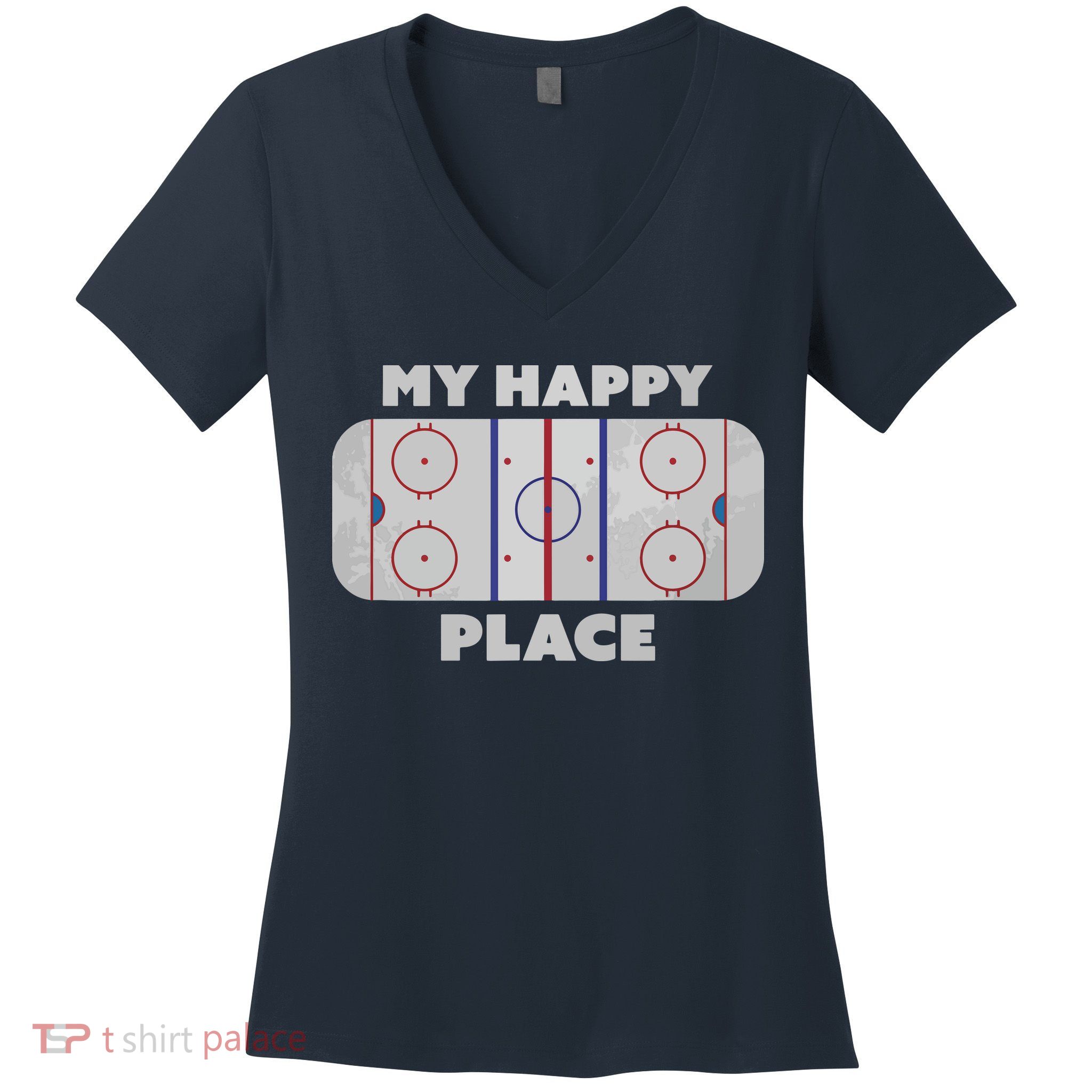 My Happy Place | Hockey, Figure & Speed Skating Rink Women's V-Neck T-Shirt