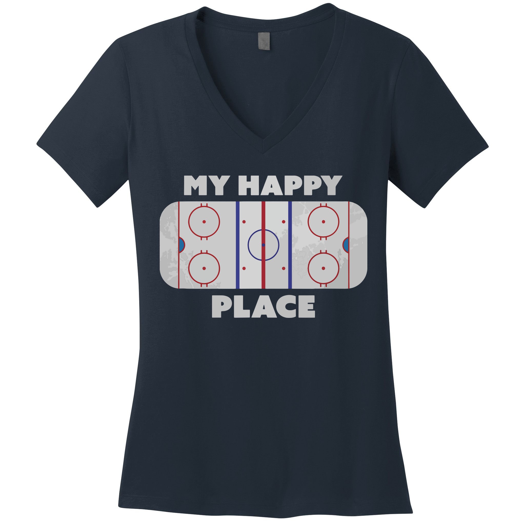 My Happy Place | Hockey, Figure & Speed Skating Rink Women's V-Neck T-Shirt