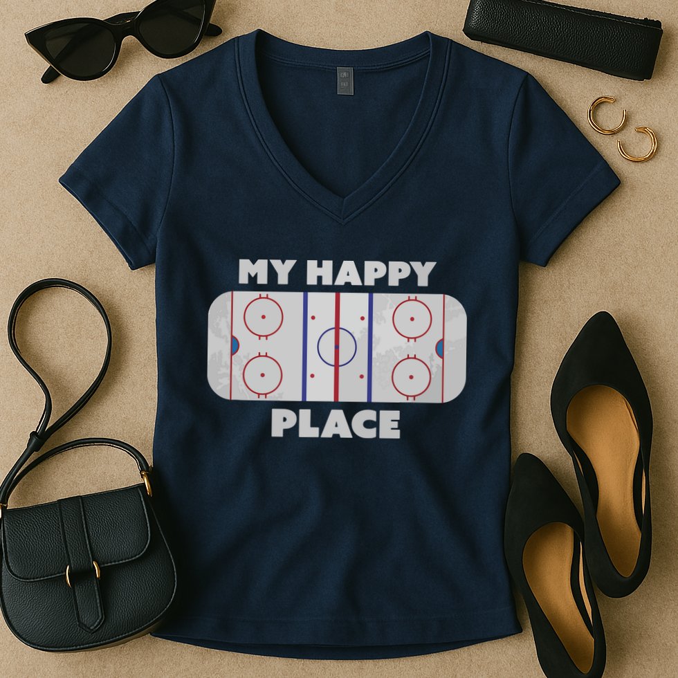 My Happy Place | Hockey, Figure & Speed Skating Rink Women's V-Neck T-Shirt