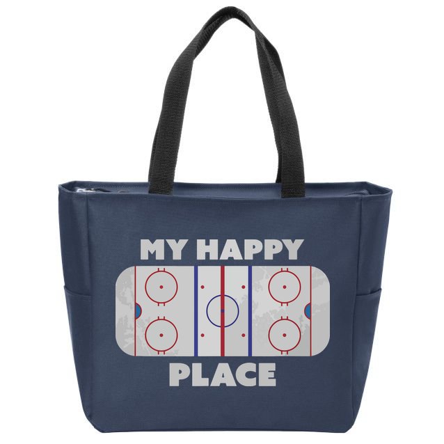 My Happy Place | Hockey, Figure & Speed Skating Rink Zip Tote Bag