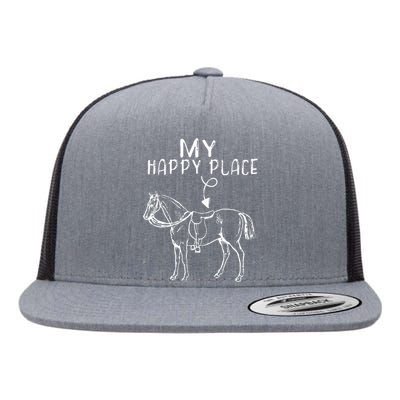 My Happy Place Horse Lover Horseback Riding Equestrian Flat Bill Trucker Hat