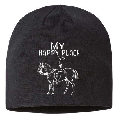 My Happy Place Horse Lover Horseback Riding Equestrian Sustainable Beanie