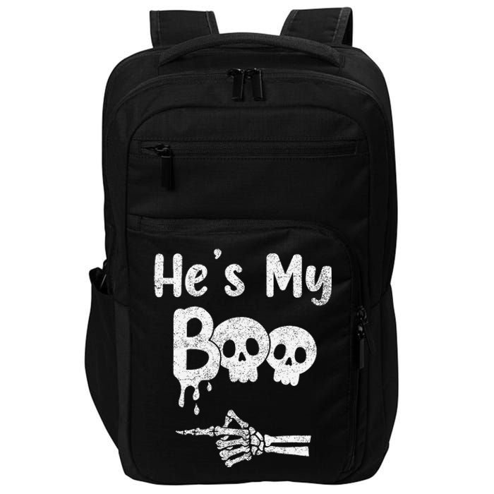 Matching Halloween Pajama Couples HeS My Boo Skull Face Impact Tech Backpack