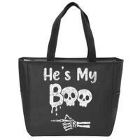 Matching Halloween Pajama Couples HeS My Boo Skull Face Zip Tote Bag