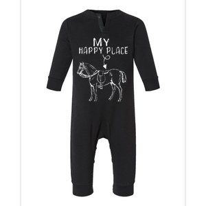 My Happy Place Horse Lover Horseback Riding Equestrian Infant Fleece One Piece