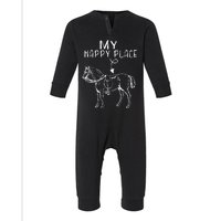 My Happy Place Horse Lover Horseback Riding Equestrian Infant Fleece One Piece