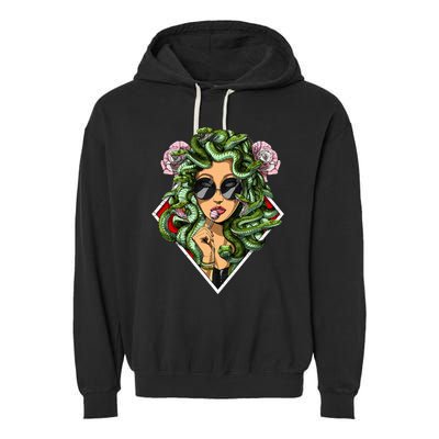 Medusa Hippie Psychedelic Snakes Greek Mythology Garment-Dyed Fleece Hoodie