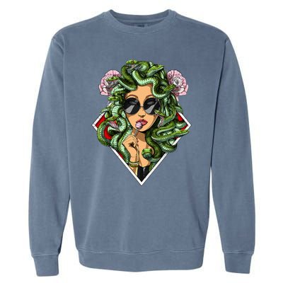 Medusa Hippie Psychedelic Snakes Greek Mythology Garment-Dyed Sweatshirt