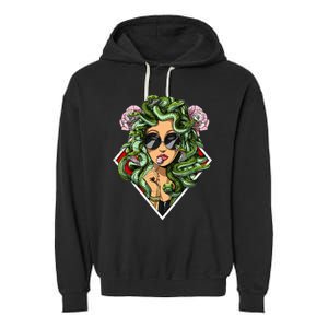 Medusa Hippie Psychedelic Snakes Greek Mythology Women Garment-Dyed Fleece Hoodie