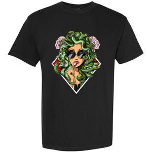 Medusa Hippie Psychedelic Snakes Greek Mythology Women Garment-Dyed Heavyweight T-Shirt