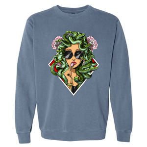 Medusa Hippie Psychedelic Snakes Greek Mythology Women Garment-Dyed Sweatshirt