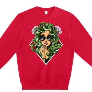 Medusa Hippie Psychedelic Snakes Greek Mythology Women Premium Crewneck Sweatshirt