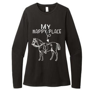 My Happy Place Horse Lover Horseback Riding Equestrian Gift Womens CVC Long Sleeve Shirt