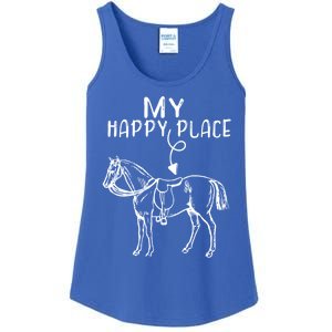 My Happy Place Horse Lover Horseback Riding Equestrian Gift Ladies Essential Tank