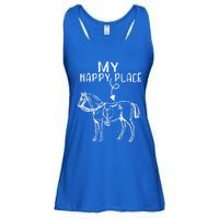 My Happy Place Horse Lover Horseback Riding Equestrian Gift Ladies Essential Flowy Tank