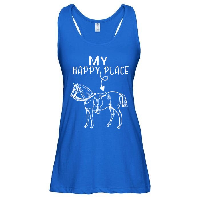 My Happy Place Horse Lover Horseback Riding Equestrian Gift Ladies Essential Flowy Tank