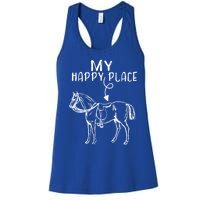 My Happy Place Horse Lover Horseback Riding Equestrian Gift Women's Racerback Tank