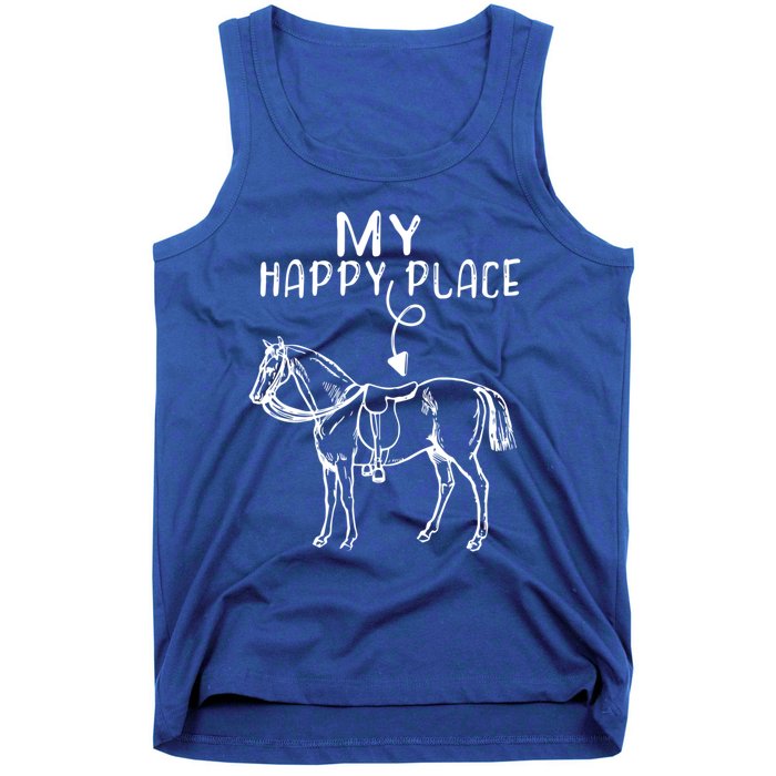 My Happy Place Horse Lover Horseback Riding Equestrian Gift Tank Top