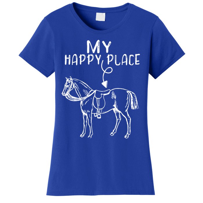 My Happy Place Horse Lover Horseback Riding Equestrian Gift Women's T-Shirt