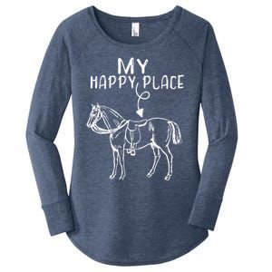 My Happy Place Horse Lover Horseback Riding Equestrian Gift Women's Perfect Tri Tunic Long Sleeve Shirt