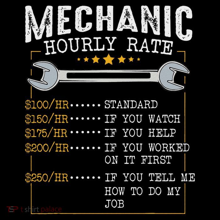 Mechanic Hourly Rate Car Mechatronics Engineer Profession Car Gift Tall T-Shirt