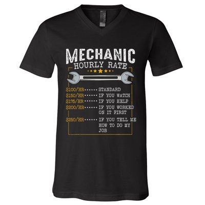 Mechanic Hourly Rate Car Mechatronics Engineer Profession Car Gift V-Neck T-Shirt