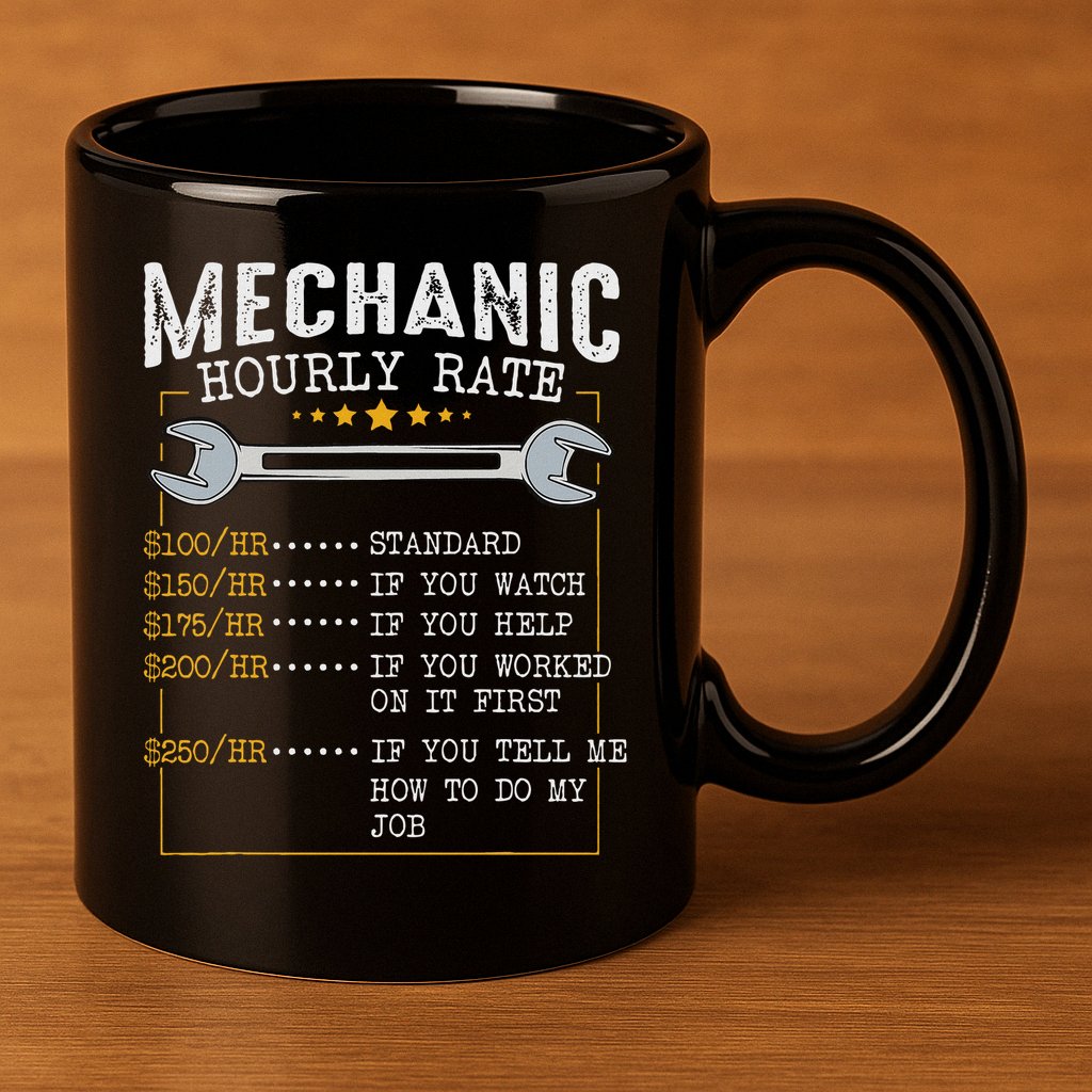 Mechanic Hourly Rate Car Mechatronics Engineer Profession Car Gift 11oz C Handle Ceramic Mug