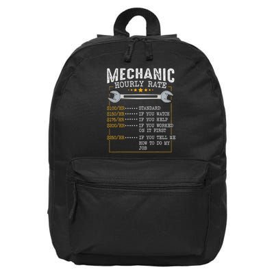 Mechanic Hourly Rate Car Mechatronics Engineer Profession Car Gift 16 in Basic Backpack